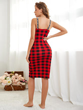 Plaid Scoop Neck Knee-Length Night Dress OutfitFlow
